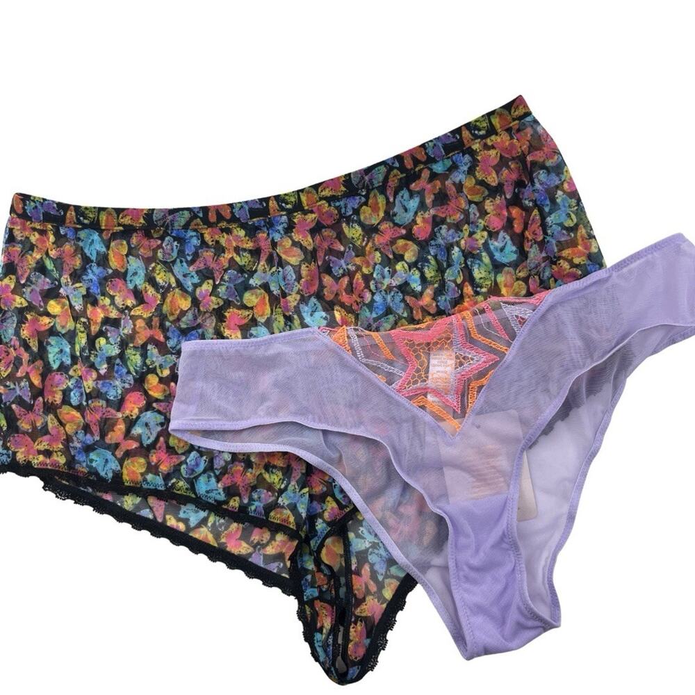 NWT Savage X Fenty Lot Of 2 Panties Womens M Medium Mesh Boyshort Thong New